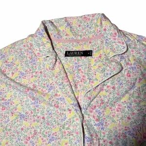Lauren Ralph Lauren Floral Pajama Set Me Short Sleeve Notch Collar Capri